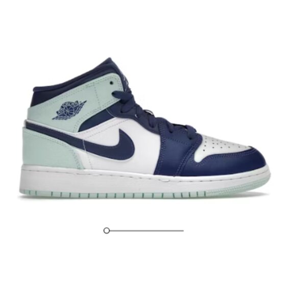 Worn Once: Jordan 1 Mid Mystic Navy Mint Foam (GS) - 7Y - Picture 1 of 6